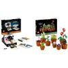 LEGO Ideas Fotocamera Polaroid OneStep SX-70 Kit Vintage per Adulti & Icons Piantine, Set Collezione Botanica con Fiori Artificiali in Vaso