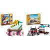 LEGO Creator 3 in 1 Pattino a Rotelle Retrò Trasformabile in Mini Skateboard o Radio & Creator 3 in 1 Autocarro con Elicottero, Giochi per Bambini e Bambine da 7 Anni