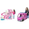 Barbie - Casa dei Sogni di Barbie, playset casa delle bambole con piscina, scivolo a 3 piani & Camper dei Sogni Playset con Veicolo, con Ruote, Piscina, Scivolo