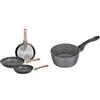 Tognana Great Stone, Set 3 Padelle 20/24/28 cm, Alluminio, Nero & Mythos, Casseruola da 16 cm con 1 Manico, Alluminio, Grigio