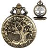 Tiong Orologio da tasca con albero della vita, numeri romani, orologio da tasca al quarzo con collana con ciondolo per uomo e donna, 47-bronzo, Classico