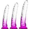Umania Fallo a ventosa combinato viola trasparente sfumato - 3 misure (piccola, media, grande), senza uova, gioco a mani libere, piacere anale e vaginale. Pene realistico per principianti e utenti avanzati