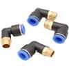 CNCTEC Raccordo a innesto ad angolo pneumatico 90° 1/4 su 10 mm, 4 connettori push in aria compressa (R 1/4 - 10 mm)