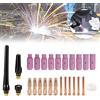 Ideal Swan Kit Tig Saldatrice Torcia Tig Accessori per Saldatura Torcia Welder Tig WP 17/18/26, 26 Pezzi Accessori Torcia Saldatura Consumabili TIG Gas Lens Allumina Ugello Kit con Collets Corpo Back Cap