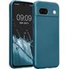 kwmobile Custodia Compatibile con Google Pixel 8a Cover - Protezione Back Case Morbida - Silicone TPU Effetto Metallizzato blu caraibi metalizzato