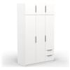 Demeyere 391372 Armadio Guardaroba Moderno con 6 Ante e 5 Ripiani 2 Cassetti, Bianco opaco, 119, Legno Ingegnerizzato, Grigio, 119.4 x 51.1 x 203 cm