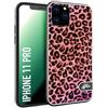 CUSTOMIZZA - Custodia cover nera morbida in tpu compatibile per iPhone 11 PRO leopardato maculato donna rosa leopard