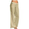 Kobilee Pantaloni Donna Lino Lunghi Cotone Vita Alta Pantaloni Lino Leggeri Eleganti Bianchi Pantaloni Casual Spiaggia Curvy Pantaloni Palazzo Elasticizzati Morbidi Pantaloni Estivi Yoga Gamba Larga