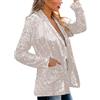 Duohropke Blazer da donna con paillettes con brillantini, a maniche lunghe, slim fit, con paillettes, elegante giacca corta, tinta unita, argento, M