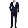 VEQUÈ Smoking Uomo Linea Sartoriale Abito Elegante Completo Giacca Pantalone Cerimonia Matrimonio (IT, Numero, 52, Regular, Regular, Blu)