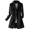 Tdvcpmkk Trench da donna lungo monopetto slim fit cappotto da donna alla moda a maniche lunghe trench coat, Nero , XL