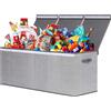 ELUCHANG Scatole Portaoggetti per Bambini，Contenitore Porta Giochi con Coperchio，147 L Porta Giochi Bambini Contenitori Pieghevole per Giocattoli, Vestiti, Guardaroba, Libri, Grigio