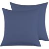 Poligino Federe Cuscini Letto Matrimoniale 65x65cm,Coppia Federe in Microfibra Chiusura a Busta - Blu