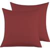 Poligino Federe Cuscini Letto Matrimoniale 65x65cm,Coppia Federe in Microfibra Chiusura a Busta - Bordeaux