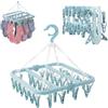 Toulifly Appendiabiti per Calzini,Stendibiancheria con 32 Pinze,Stendino per Calzini Pieghevole,Stendino in Plastica Girevole,Appendiabiti per biancheria intima per piccoli capi di abbigliamento