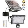 CLY Luce Solare LED Esterno con Sensore di Movimento 30W, 2600LM Faretti Solari 2500K-6500K 6 Modalità, IP66 Faro con Pannello Solare 5000mAh