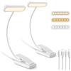 iFalarila 2 Pezzi Luce da Lettura Ricaricabile con Cavo Tipo-C, 12 LED Lampada da Lettura con Clip [3 Colore e 10 Luminosità] Lampade da libro Letto Clip Flessibile a Collo d'oca Piccola per Bambini