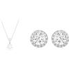 Swarovski Pendente Solitaire, Bianco, Placcato rodio & Orecchini a lobo Angelic, Taglio tondo, Bianchi, Placcato rodio