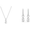 Swarovski Pendente Attract Trilogy, Rotondo, Bianco, Placcato rodio & Orecchini pendenti Attract, Taglio Pear, Bianchi, Placcato rodio