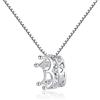 Bellitia Jewelry Collana con Ciondolo a Forma di Corona da Principessa, in Argento Sterling 925, con Ciondolo di Diamante Simulato Zirconi Cubici a Forma di Regina per Donne Ragazze