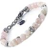 10:10 Bracciale con pietre naturali diaspro rosa da 6 mm, beads in acciaio inox, bracciale molto resistente prodotto in Italia