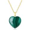 COAI Collana da Donna Placcata Oro con Ciondolo Cuore di Verde di Malachite Pietra Naturale, Collana Cuore da Donna