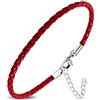 ZENSE - Bracciale sottile in pelle rossa da uomo estensione regolabile ZB0377