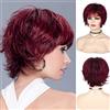 Beweig Parrucca corta vino rosso Pixie Cut Hair Layered Bangs Parrucche per le donne Parrucca sintetica Cosplay Full Halloween Party Custom Made