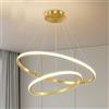 Mengjay Lampadario a LED Creativo Lampada a Sospensione a Onda Lineare Dimmerabile, Industriale Retro Light Lampada a Soffitto,Metallo Moderna Lampadario per Soggiorno Sala Da Pranzo Camera (Oro)