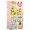HOMCOM Mobile Scarpiera Modulare Armadio Componibile Salvaspazio Portascarpe con Disegni Animali per Interni, 8 Cubi 35x45x35cm in Plastica PP e Acciaio, 74x47x144cm, Rosa