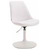 CLP Sedia da Pranzo Regolabile Maverick in Similpelle I Sedia Design Rosa Scandinavo con Base Tonda in Metallo, Colore:Bianco, Colore del Telaio:Bianco