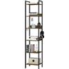 WOLTU Libreria a 6 Ripiani, Scaffale con 4 Ganci Industriale, Scaffale a Scala in MDF e Metallo per Soggiorno, Cucina, Studio, Ufficio,Nero,40x30x187cm RGB931hov