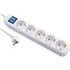 Electraline 52511-Ciabatta multipresa a 5 prese, con interruttore, cavo 1,5 m, 3G1, colore: bianco