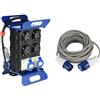 Electraline 60429 Quadro Elettrico di Distribuzione 4 prese Schuko, 2 Prese Industriali CEE & 46148 Prolunga 20 mt Presa Industriale Spina IEC 3 poli Adatta per Camper, Campeggio
