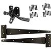 Merriway BH07087 - Kit per appendere cancelli da giardino in legno resistente, 5,1 x 30,5 cm, cerniere a T nere, chiusura automatica nera e tutti i fissaggi
