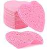 DIVINA VITAE 60 Pezzi Rosa Spugna Viso Cuore per Pulizia ed Esfoliazione Spugna Viso Compressa Spugna Detergente Viso Naturale Riutilizzabile per Pulizia Profonda Quotidiana e Struccante