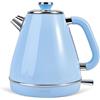 Pateyney Bollitore elettrico, bollitore per tè, bollitore in stile vintage da 1,7 litri, bollitore per acqua calda per tè e caffè da cucina, acciaio inossidabile 304 a doppio strato Senza BPA（Blu）