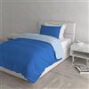 Italian Bed Linen Set Copripiumino 100% Cotone Natural Color, Made in Italy - Parure Copri Piumino - Sacco Piumone 150x200 cm con Doppia Patella e Federa Cuscino, Singolo, Royal/Azzurro