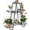Relaxdays Scaffale Portafiori in Metallo, Fioriera Interno e Esterno, 7 Mensole Porta Piante, HLP: 83 x 75 x 24 cm, Nero, Ferro, 1 pz
