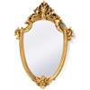 Funerom Specchio decorativo da parete vintage a forma di scudo dorato, 29,9 x 23,9 cm