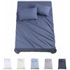 Todocama Set di lenzuola da 4 pezzi - 3001 - Lenzuolo con angoli - Sopra - Due federe da 50 x 80 cm. (Letto 90 x 190/200 cm, blu grigio)