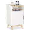 Relaxdays Comodino con sportello 4 gambe di legno di pino design scandinavo scomparto aperto 74x43x40 cm bianco
