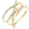 Elli Anello da Donna in Argento 925, Placcato Oro, Misura 16