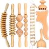 Glomeve 8 strumenti per massaggi in legno, rullo in legno per alleviare il dolore muscolare anticellulite e tutto il corpo, rullo Gua Sha