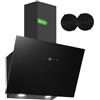 SNDOAS Cappa Aspirante 60 cm, Classe A++, 550 m³/h Cappa Cucina, con Filtro Carbone, Display Touch Screen, Funzione di Spegnimento Ritardo, LED, Nero