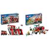 LEGO City Caserma dei Pompieri e Autopompa, Stazione con Camion Giocattolo d'Emergenza & 60374 City Fire Autopompa dei Vigili del Fuoco, Unità di Comando dei Pompieri
