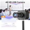 mingqian Fotocamera USB 4K HD Zoom ottico 5X Obiettivo variabile 10-50mm Mini webcam con microfoni 1920x1080@60fps Messa a fuoco manuale con 2 formati immagine MJPEG e YUY2 Compatibile con Windows