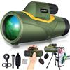 ROLTIN Telescopi monoculari, 12×50 Potente monocolo con Supporto per Smartphone Supporto BAK4 Prisma Bifocale Monoculare Portatile Impermeabile per Adulti per Birdwatching Viaggi in ca