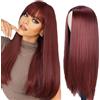 Creuost Parrucca Capelli umani delle donne Capelli lisci 4x1 Lace Front Human Hair Wigs #33 Brown Colored Glueless Brazilian Virgin Hair Straight Human Hair 32 Pollice
