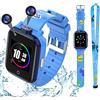 OKYUK Telefono Smartwatch per Bambini GPS 4G, Telefono Smartwatch Impermeabile e Sicuro, con Messaggio Vocale di Chiamata SOS Fotocamera Digitale Sveglia, Studente Bambini di 3-12 Anni（Blu